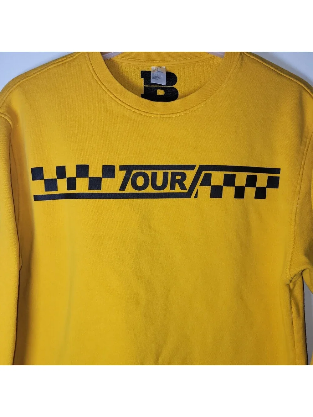 Justin Bieber Purpose Tour Sweatshirt Mens Medium Yellow Checkerboard